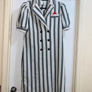 Vintage roe frocks striped button‎ up suit dress